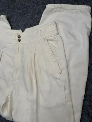Anthropologie cream-colored, pleated barrel trousers thumbnail 8