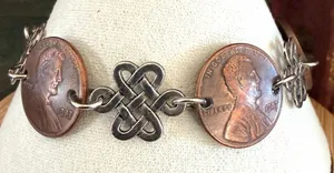Handmade Penny & Celtic Knot Charm Bracelet thumbnail 1