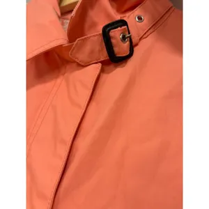Vintage GAP Trench Coat Y2K Coral Orange Button Front Floral Lining Women Medium thumbnail 6