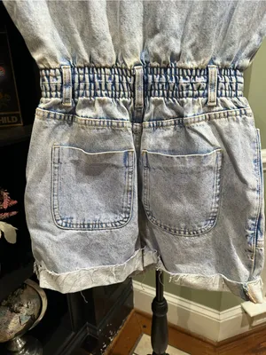 ZARA Light Blue Acid‑Wash Denim Romper – Size XS (Fits Small) thumbnail 10