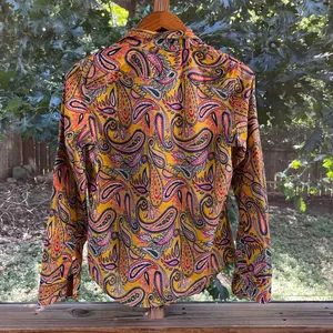 Lauren Ralph Lauren Women's Vintage Yellow Paisley Button Down Shirt Size S thumbnail 2
