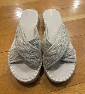 Lulu's Taupe Knit Crossover Slide Mules thumbnail 1