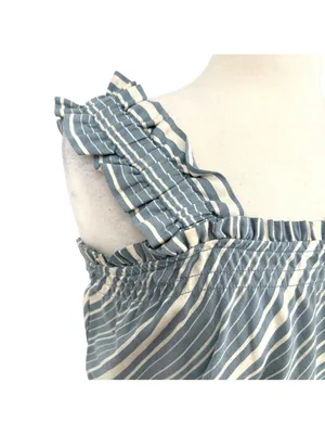 Socialite Coastal Striped Sleeveless Ruffle A-Line Dress Blue White Size Large thumbnail 3