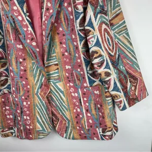 Vintage 80s 90s Pastel Retro Funky Blazer Jacket Sz 16 Boho Aztec Western thumbnail 5