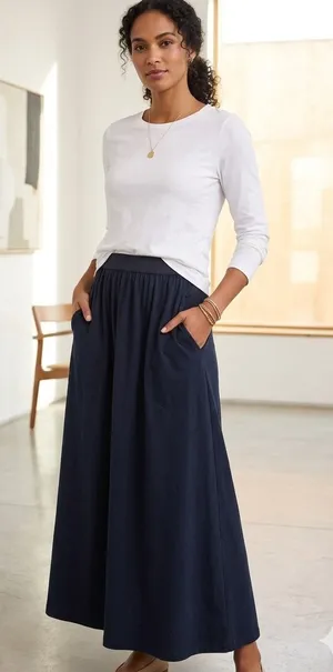 Peruvian Connection Pima Cotton Jersey Minimalist Capsule Boho Skirt Medium. thumbnail 1