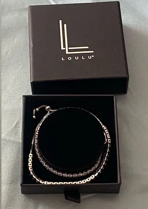 Loulu Set Lot Of 2 Bracelets Silver Clear Crystal Rhinestones 7” To 9” New NIB thumbnail 1