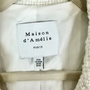 Maison d'Amelie Tweed Blazer Size Medium Cream Gold Buttons Classic Preppy thumbnail 4