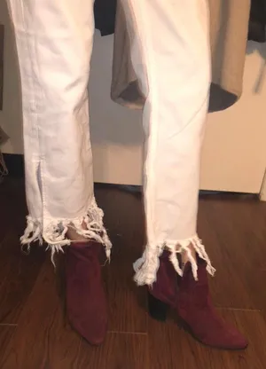 ZARA White Fringe Jeans thumbnail 5