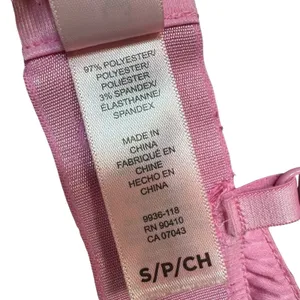 Juicy Couture Pink Silky Satin Logo Triangle Bralette Size S Bra Y2K Rave NEW thumbnail 7