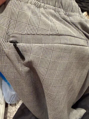 Athleta Brooklyn Grey Plaid Ankle‎ Pants with Black Side Stripe 2 thumbnail 4