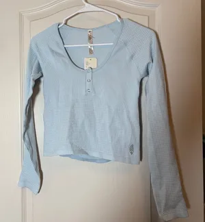 Bail Out Crop Thermal Knit Top. NWT Size Large. thumbnail 1