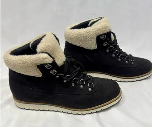NEW Cliffs by White Mountain Cozy Shearling Lined Black Lace-up Boots Size 10 thumbnail 3