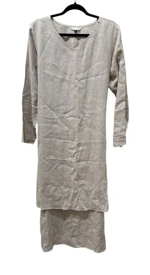 Vintage Holte Linen‎ Dress Lagenlook Beige Apron Long Minimalist Size 2 thumbnail 1