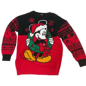 Disney Mickey Mouse Ugly Christmas Sweater Red Black Small thumbnail 1