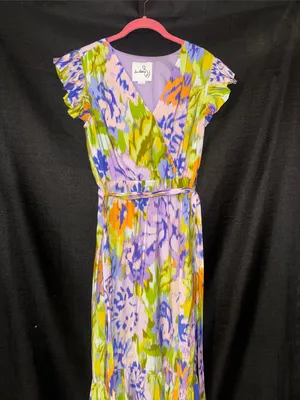 Sam Edelman Print Wrap Front Flutter Sleeve Midi Dress thumbnail 3