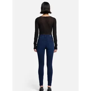 7 For All Mankind Womens High Rise Skinny Jeans Dark Indigo‎ Blue Size 28 thumbnail 4