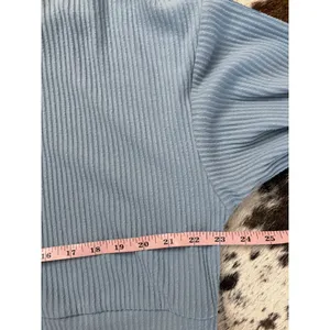 Alo Yoga Muse Hoodie‎ ribbed knit cropped In Blue Size Medium thumbnail 6