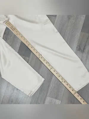 Bailey 44 Satin Cargo Pants Trousers Cream Medium High Waist Ankle Tapered thumbnail 12