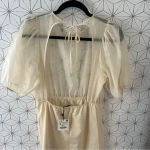 Zara Cream Sheer Top Midi Dress NWT! thumbnail 7