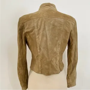 Vintage blazer cropped suede leather boho jacket Tan thumbnail 5