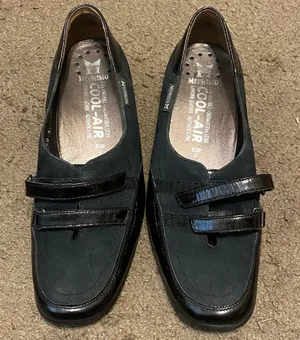Womens Mephisto Black Faux Suede Leather Slip On‎ Wedge Loafers Size 8.5 thumbnail 1