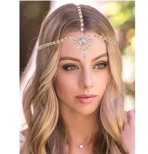 NEW Head Chain Jewelry Crystal Hair Chains Boho Headpiece thumbnail 2