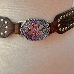 Ariat Women’s Handcrafted Brown Leather Belt Limited Edition Rhinestone Buckle thumbnail 1