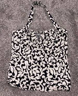 Ann Taylor white/black floral halter top in a size 8 thumbnail 1