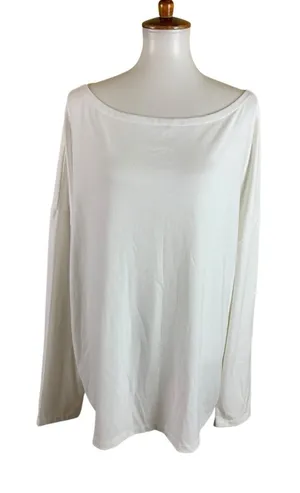 AllSaints White‎ Rita Off Shoulder Long Sleeve Tee Minimalist Oversized Large thumbnail 1