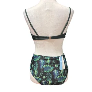 NWT Cupshe Full of Green Bikini Swimsuit Set Womens S Green Tropical High‎ Waist thumbnail 3