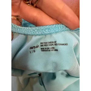 Aerie Crinkle Birthday Suite One piece Swimsuit Cheekiest Cut Blue Large thumbnail 6
