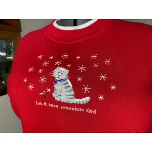 let it snow somewhere else! cat sweatshirt vintage Red Size XL thumbnail 8