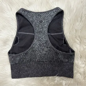 Lululemon Ebb to‎ Train Bra Grey Black Digital Camo High Neck Racerback Size 6 thumbnail 2