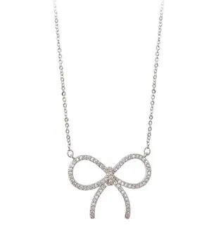 Elegant Silver Bow Necklace thumbnail 1