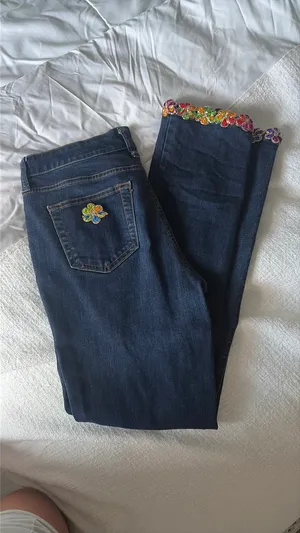 St. John's Bay flower Denium straight leg jeans thumbnail 4
