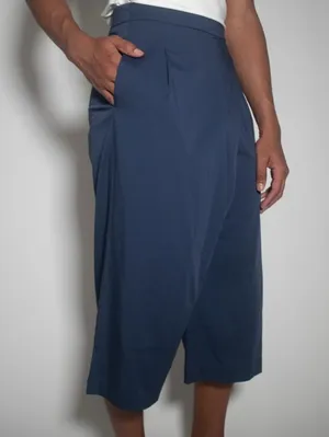 Takei by Jordan Cross Navy Bamboo Pleated Wide Cropped Pant - Size - Medium thumbnail 1