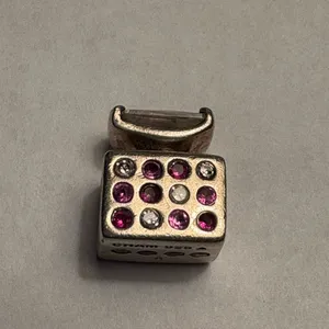 Chamilia Sterling Silver and Pink rhinestone perfume bottle bracelet charm thumbnail 2