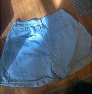 Pleated Denim Shorts Blue Size L thumbnail 4
