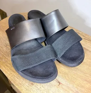 ECCO Black Leather Two Strap Comfort Slide Sandals EU 41 US Minimalist Scandi thumbnail 1