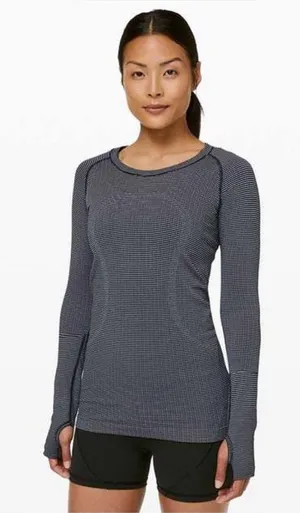 Lululemon run swiftly gray black long sleeve top 8 thumbnail 1