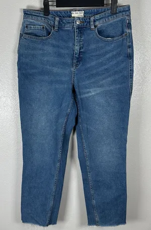 We The Free People CRVY High Rise Vintage Straight Stovepipe Jeans Sz 32 Raw Hem thumbnail 1