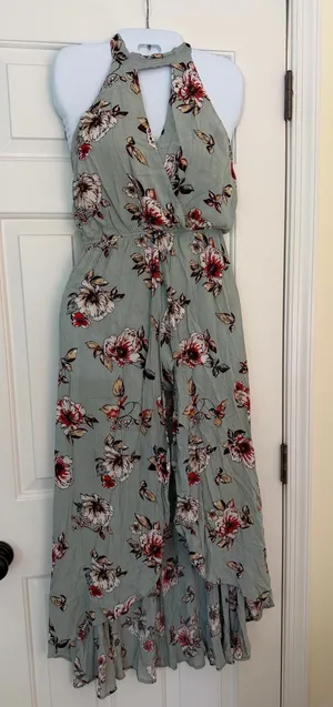Onetheland Sage Floral Halter Maxi Romper Boho Size S thumbnail 1