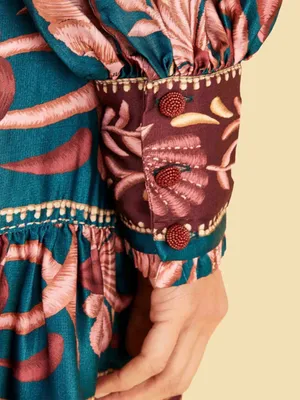 Farm Rio‎ Seashell Tapestry Teal Mini Dress NWT XXS Boho thumbnail 7