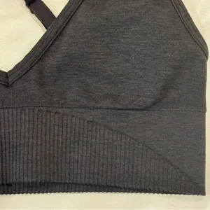 Lululemon Ebb To Street Bra Size 4 Black Ribbed V Neck Crossback Sporty Yoga thumbnail 11