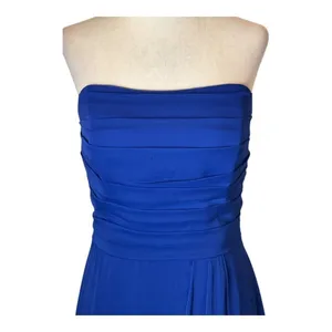 Lela Rose Dress Women XS Royal Blue Crinkle Chiffon Strapless‎ Bridesmaid Gown thumbnail 4