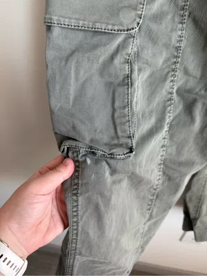 Abercrombie Baggy Cargo Pull On Pants Olive Green XXS Short thumbnail 13