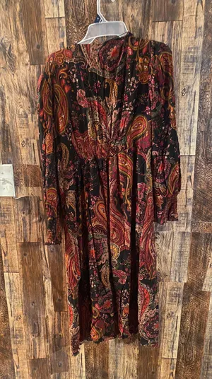 ZARA paisley dress midi v neck XXL 44 length x 17 inch thumbnail 3