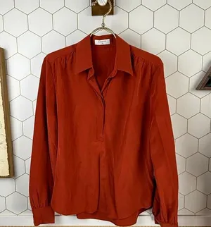 Babaton from Aritzia Relaxed Fit Rust Orange Silk Blend Blouse - Size - XS thumbnail 1