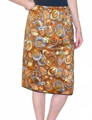 Vintage Y2K Brown Orange Feather Abstract Knee-Length Skirt thumbnail 1