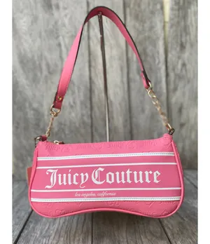 Juicy Couture Pink Lemonade Shoulder Bag – Logo Print & Gold Chain Strap thumbnail 1
